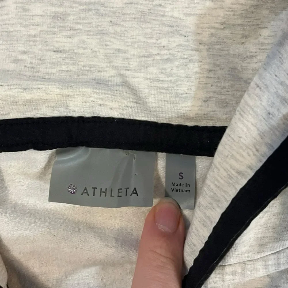 Athleta Long Zip Up Hoodie Heathered Gray Tunic Duster Sweatshirt Womens Small